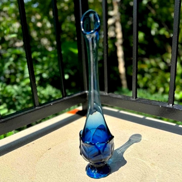Viking - Rare - Charcoal Blue Leaf 13"H Swung Vase - Picture 2 of 8